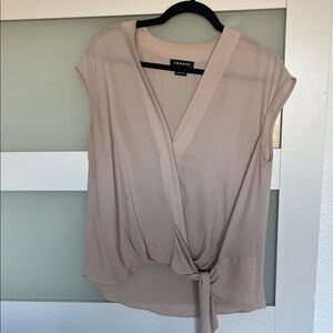 Trouve Beige Women's Wrap Blouse